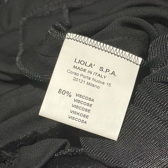 NWT Liola Italy Y2K Fringe Ruffle Hem Pull On Knee Length Skirt Black Size 10 Wo - Picture 9 of 9